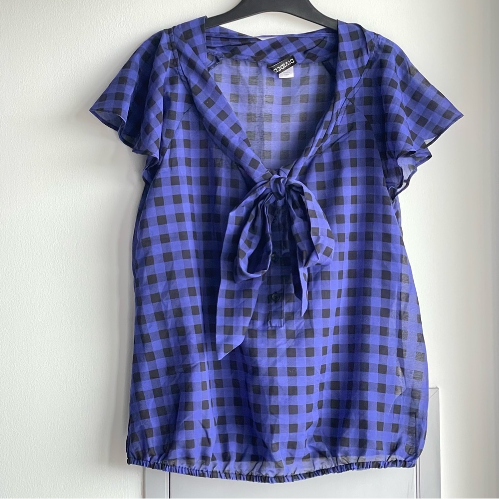 H&M Purple and Black Gingham Blouse